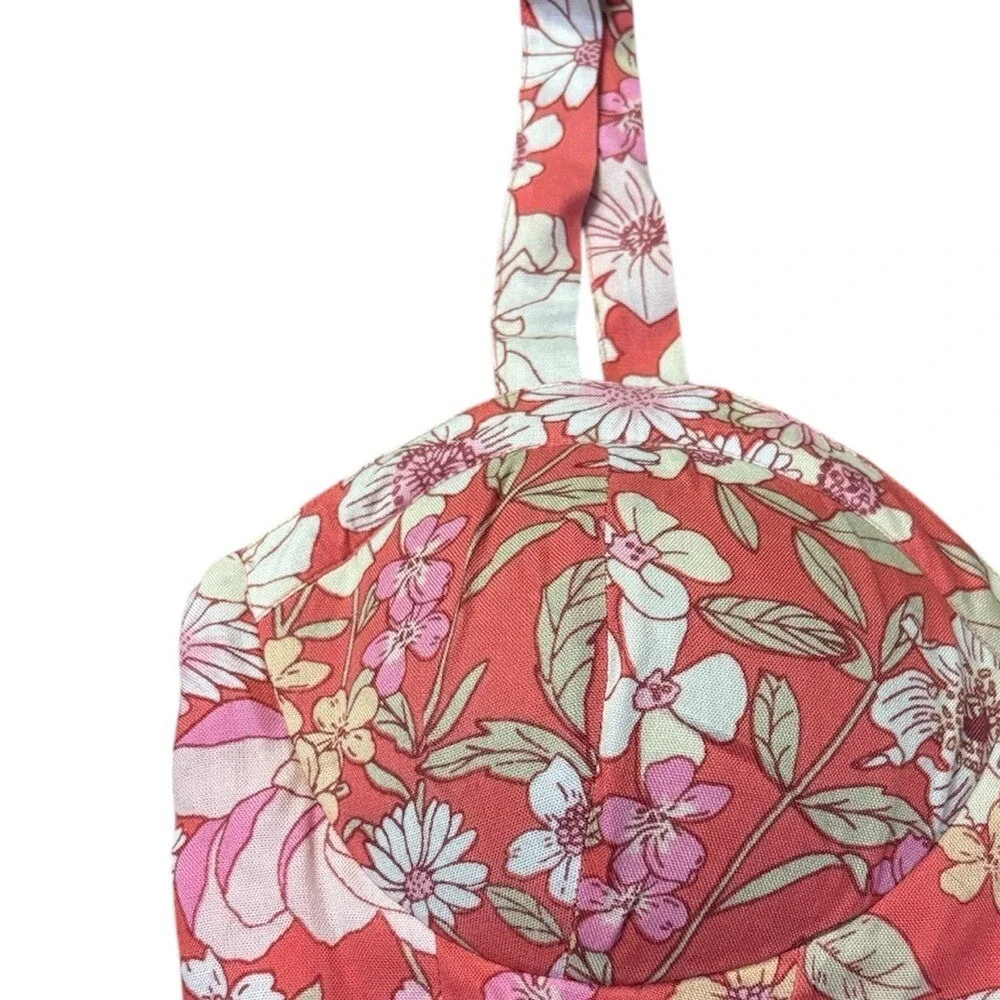 BOG Collective Band of Gypsies Crop Top Bustier Corset Bra Floral Top Medium NWT - Picture 5 of 9